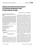 Research on factors affecting the quality of accounting information systems at public hospitals in Hanoi