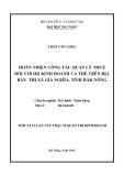 Tóm tắt luận văn Thạc sĩ Quản trị kinh doanh: Hoàn thiện công tác quản lý thuế đối với hộ kinh doanh cá thể trên địa bàn thị xã Gia Nghĩa, tỉnh Đăk Nông