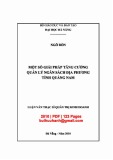 Luận văn Thạc sĩ Kinh tế: Một số giải pháp tăng cường quản lý ngân sách địa phương tỉnh Quảng Nam