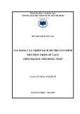 Luận văn Thạc sĩ Kinh tế: Tác động của chính sách hỗ trợ tài chính đến phát triển du lịch trên địa bàn tỉnh Đồng Tháp