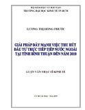 Luận văn Thạc sĩ Kinh tế: Giải pháp đẩy mạnh việc thu hút đầu tư trực tiếp nước ngoài tại tỉnh Bình Thuận đến năm 2010