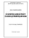 Luận văn Thạc sĩ Kinh tế: Giải pháp nâng cao hiệu quả vốn đầu tư của ngành du lịch Bình Thuận đến năm 2010