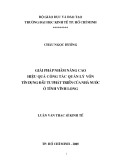 Luận văn Thạc sĩ Kinh tế: Giải pháp nhằn nâng cao hiệu quả công tác quản lý vốn tín dụng đầu tư phát triển Nhà nước ở tỉnh Vĩnh Long