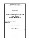 Luận văn Thạc sĩ Kinh tế: Quản lý tài khoản vốn của Việt Nam trong bối cảnh hội nhập kinh tế quốc tế