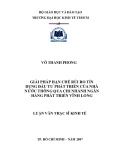Luận văn Thạc sĩ Kinh tế: Giải pháp hạn chế rủi ro tín dụng đầu tư phát triển của nhà nước thông qua chi nhánh Ngân hàng Phát triển Vĩnh Long