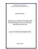 Luận án Tiến sĩ ngành Kế toán: Phân tích các nhân tố tác động đến rủi ro tín dụng tại các Ngân hàng thương mại Việt Nam