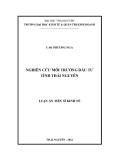 Luận án Tiến sĩ Kinh tế: Nghiên cứu môi trường đầu tư tỉnh Thái Nguyên