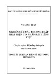 Tóm tắt Luận án Tiến sĩ Hệ thống thông tin: Nghiên cứu các phương pháp phát hiện tin nhắn rác tiếng Việt