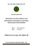 Tóm tắt Luận án Tiến sĩ Kinh tế phát triển: Ảnh hưởng của phát triển du lịch đến sinh kế của hộ nghèo và cận nghèo trên địa bàn tỉnh Ninh Bình