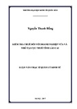 Luận văn Thạc sĩ Quản lý kinh tế: Kiểm tra thuế đối với doanh nghiệp vừa và nhỏ tại Cục Thuế tỉnh Lào Cai