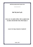 Luận văn Thạc sĩ Quản lý kinh tế: Năng lực của điều dưỡng viên tại Bệnh viện đa khoa thành phố Vinh, tỉnh Nghệ An