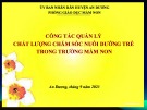 Bài giảng Công tác quản lý chất lượng chăm sóc nuôi dưỡng trẻ trong trường mầm non