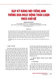 Dạy kỹ năng nói tiếng Anh thông qua hoạt động thảo luận theo chủ đề