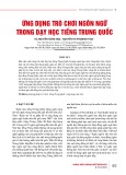 Ứng dụng trò chơi ngôn ngữ trong dạy học tiếng Trung Quốc