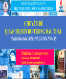 Bài giảng chuyên đề Quản trị rủi ro trong đấu thầu - TS. Đỗ Kiến Vọng