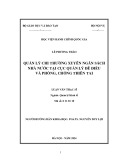 Luận văn Thạc sĩ Quản lý Kinh tế: Quản lý chi thường xuyên ngân sách Nhà nước tại Cục Quản lý đê điều và Phòng, chống thiên tai