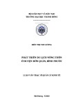 Luận văn Thạc sĩ Quản lý kinh tế: Phát triển du lịch nông thôn ở huyện Hớn Quản, Bình Phước