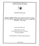 Luận văn Thạc sĩ Quản lý xây dựng: Hoàn thiện công tác quản lý dự án đầu tư xây dựng tại Ban quản lý dự án huyện Mỹ Đức – Hà Nội