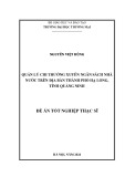 Đề án Tốt nghiệp Thạc sĩ: Quản lý chi thường xuyên ngân sách nhà nước trên địa bàn thành phố Hạ Long, tỉnh Quảng Ninh