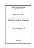 Đề án Tốt nghiệp Thạc sĩ: Quản lý huy động vốn của Quản lý hoạt động huy động vốn tại Ngân hàng Eximbank - Chi nhánh Hà Nội