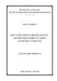 Luận án Tiến sĩ Kinh tế: Chất lượng mối quan hệ nhà sản xuất – nhà phân phối: Nghiên cứu trong ngành nhựa ở Việt Nam