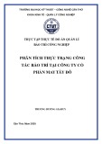 Thực tập thực tế đồ án Quản lí bảo trì công nghiệp: Phân tích thực trạng công tác bảo trì tại Công ty Cổ phần May Tây Đô