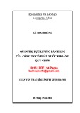 Luận văn Thạc sĩ Quản trị kinh doanh: Quản trị lực lượng bán hàng của Công ty cổ phần nước khoáng Quy Nhơn