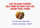 Bài giảng Giá trị dinh dưỡng đặc điểm vệ sinh của các nhóm thực phẩm - Ths. BS Trương Thành Nam