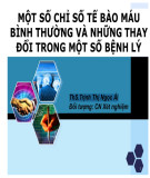 Bài giảng Một số chỉ số tế bào máu bình thường và những thay đổi trong một số bệnh lý - ThS. Trịnh Thị Ngọc Ái