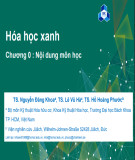 Bài giảng Hóa học xanh: Chương 0 - TS. Nguyễn Đăng Khoa