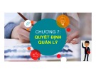 Bài giảng Khoa học quản lý: Chương 7 - TS. Đỗ Thị Nâng