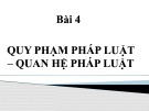 Bài giảng Pháp luật đại cương: Bài 4 - Quy phạm pháp luật - quan hệ pháp luật