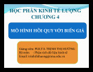 Bài giảng Kinh tế lượng: Chương 4 - PGS.TS. Trịnh Thị Hường