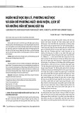 Ngôn ngữ học địa lý, phương ngữ học và bản đồ phương ngữ: Khái niệm, lịch sử và những vấn đề đang đặt ra